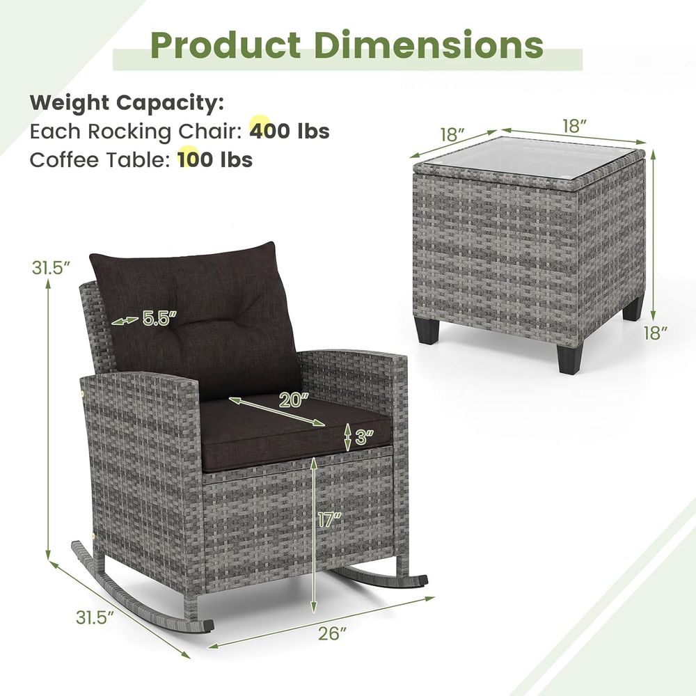 Rattan Wicker Rocking Chair Se - Outdoor Furniture Balcony 리뷰 및 가격
